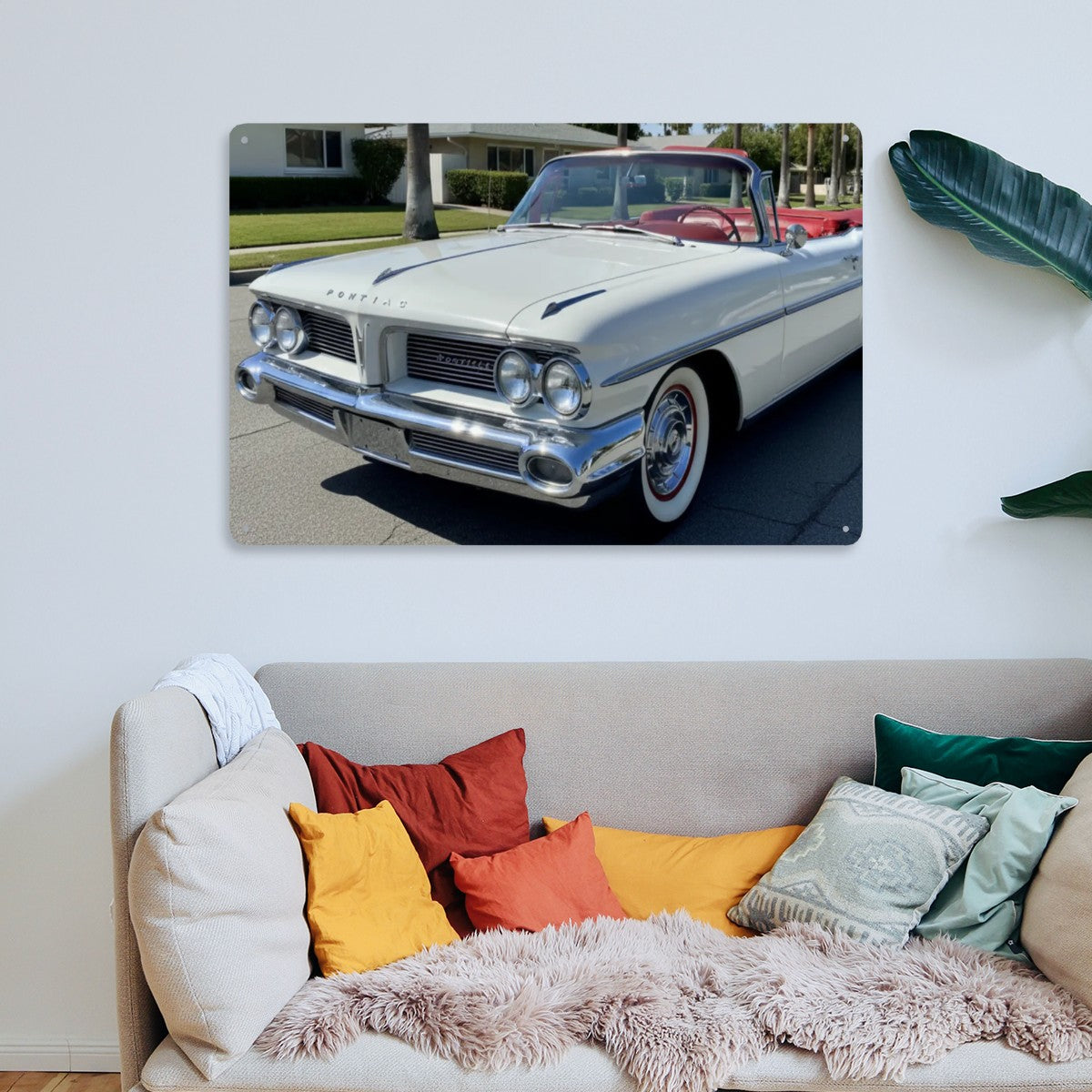 Rectangular Tin Sign Metal Sign Decor 1959 Pontiac Bonneville Convertible