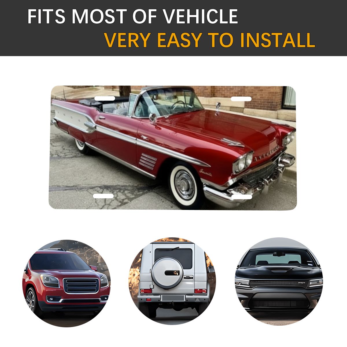 Aluminum License Plate 1958 Pontiac Bonneville Convertible