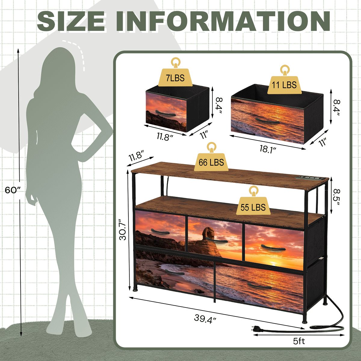 5Drawer TV Stand Dresser