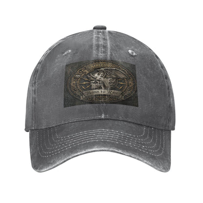 Unisex Washed Denim Baseball Cap BORN TO RIDE