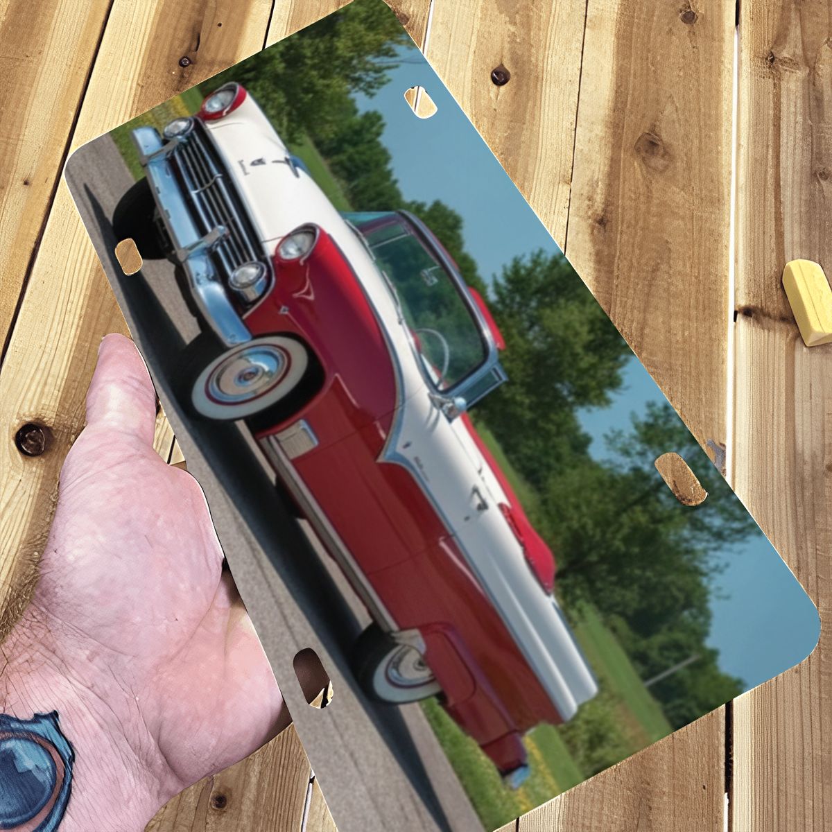 Aluminum License Plate 1955 Ford Fairlane Convertible
