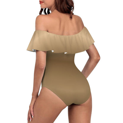 Off Shoulder Ruffle OnePiece Swimsuit