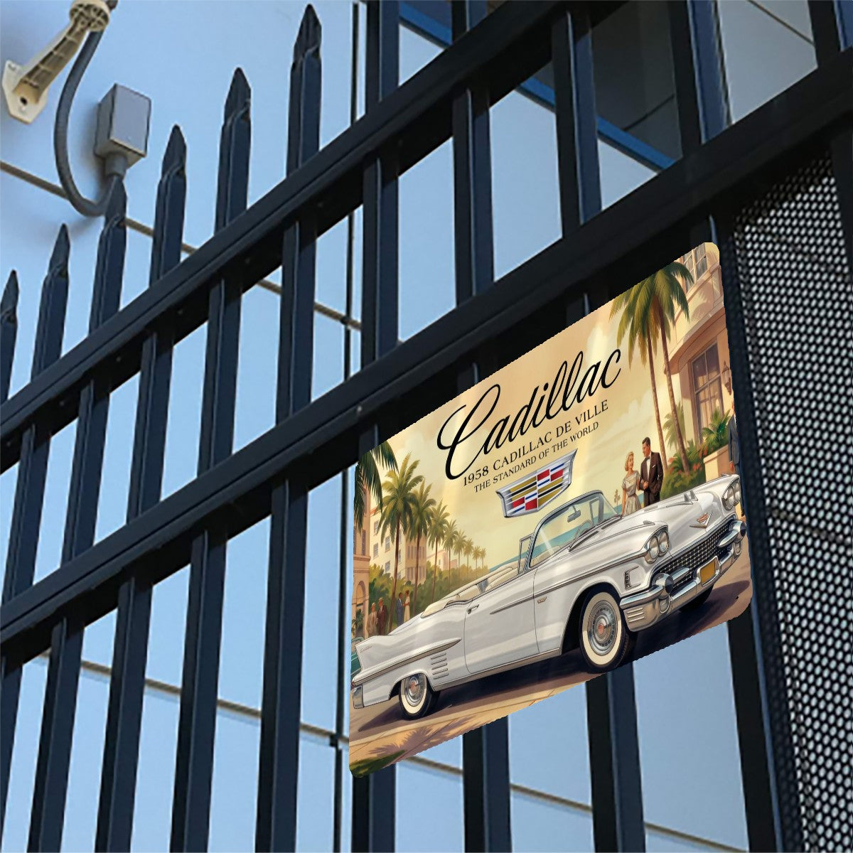 Metal Signs Outdoor 1958 Cadillac De Ville, White