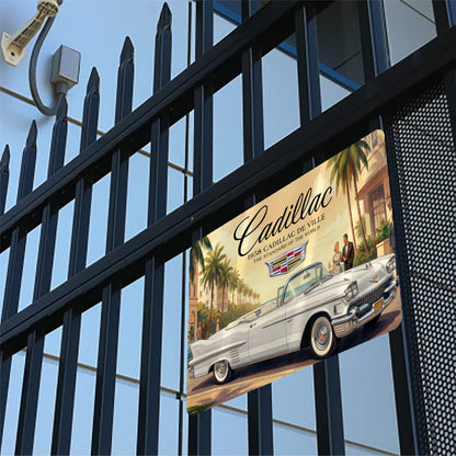 Metal Signs Outdoor 1958 Cadillac De Ville, White