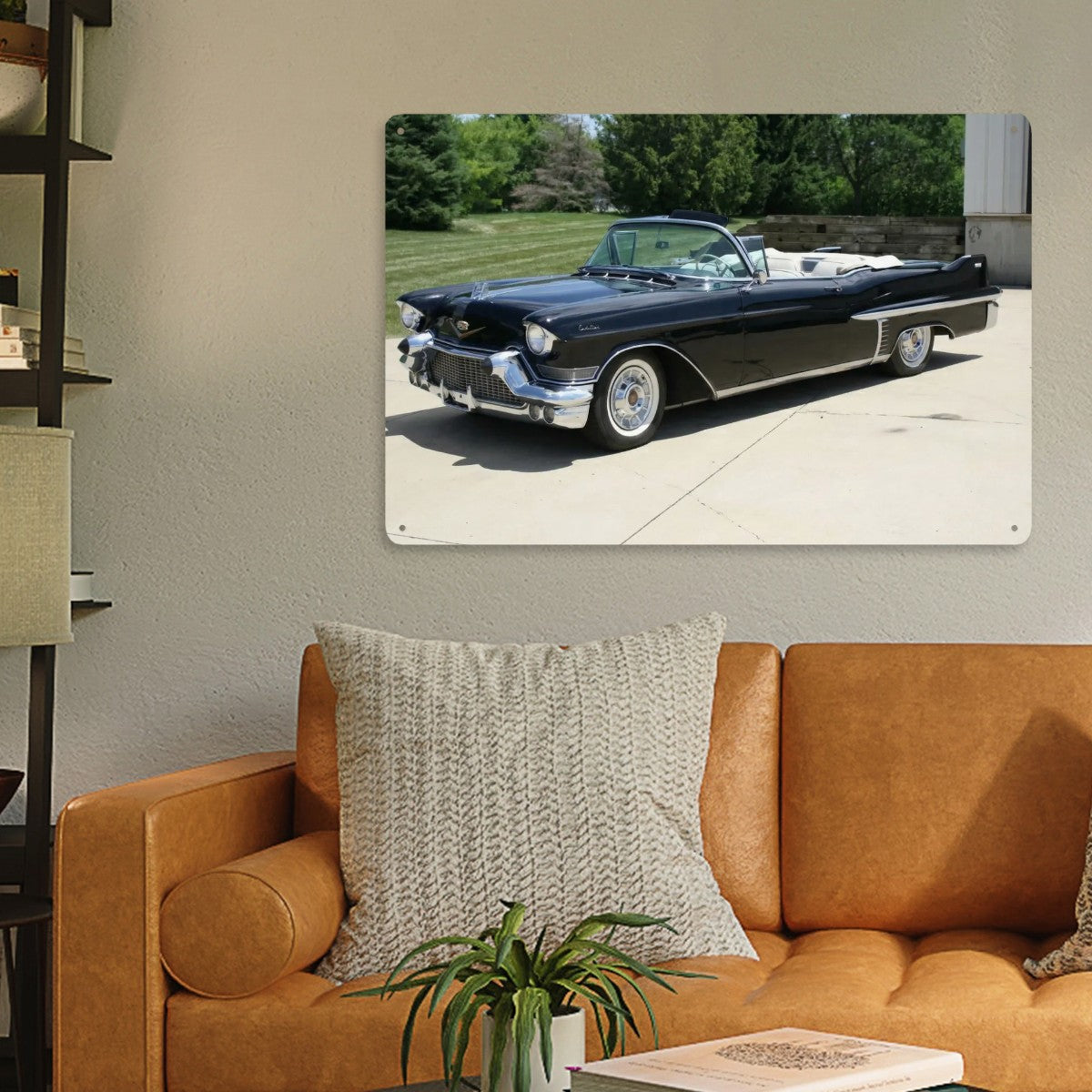 Rectangular Tin Sign Metal Sign Decor 1957 Cadillac Series 62 Convertible