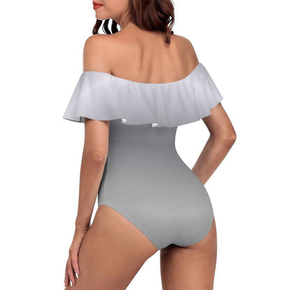 Off Shoulder Ruffle OnePiece Swimsuit
