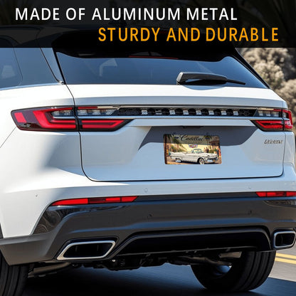Aluminum License Plate 1958 Cadillac De Ville, White