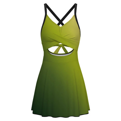 Cutout Swim Dress Tummy Control Swimsuit