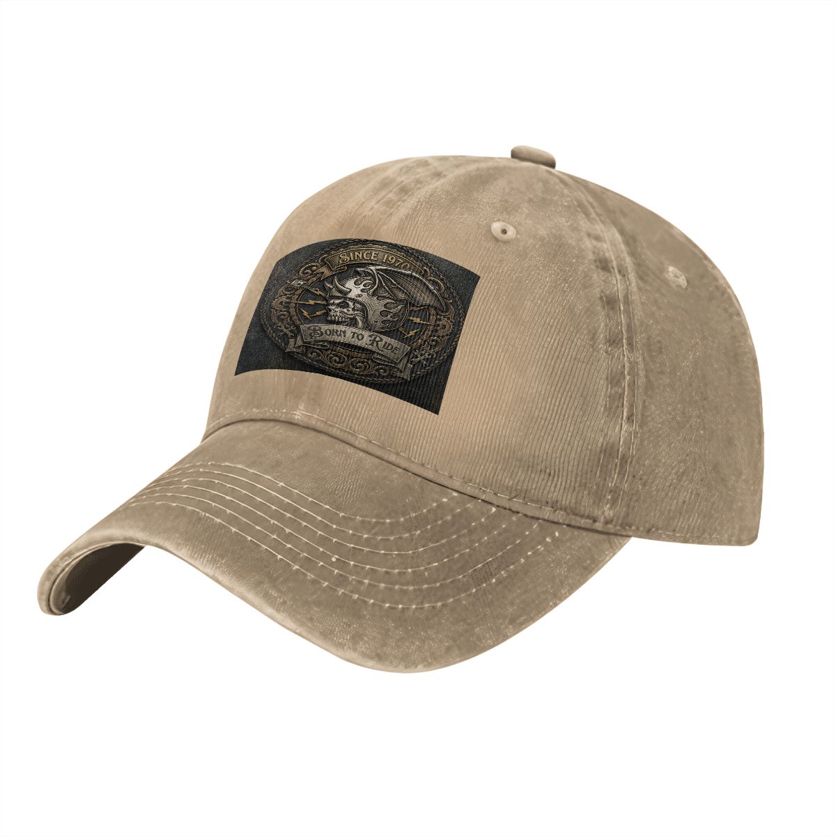 Unisex Washed Denim Baseball Cap BORN TO RIDE