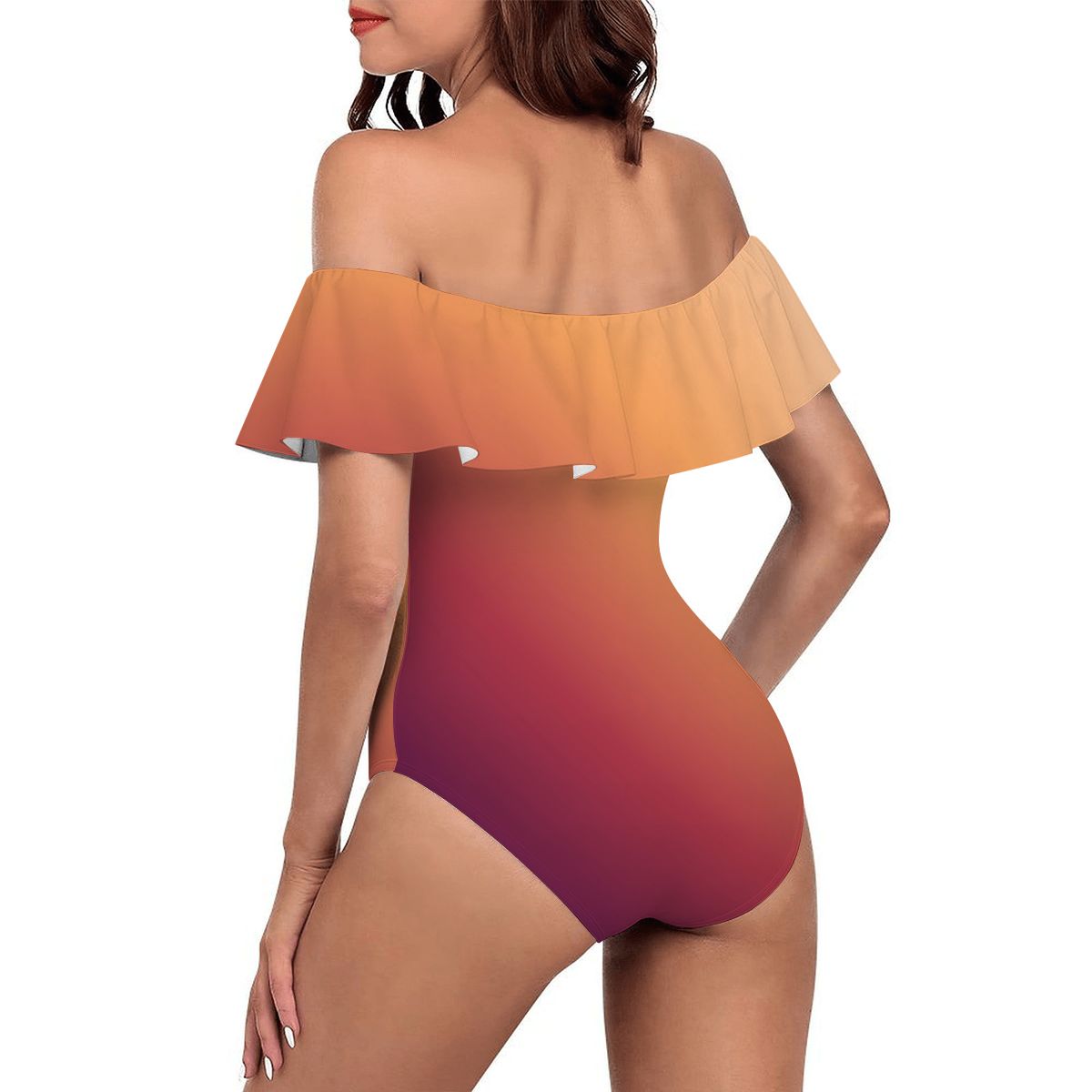 Off Shoulder Ruffle OnePiece Swimsuit