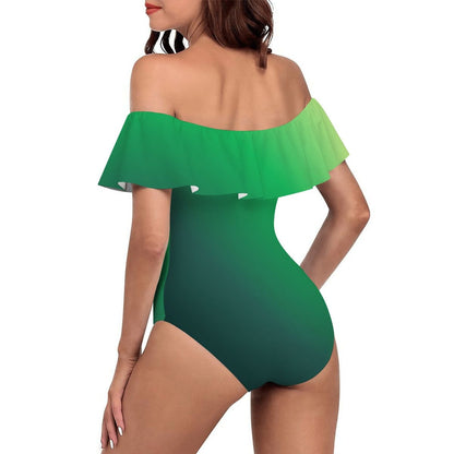 Off Shoulder Ruffle OnePiece Swimsuit