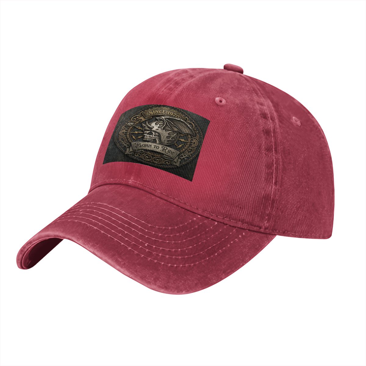 Unisex Washed Denim Baseball Cap BORN TO RIDE
