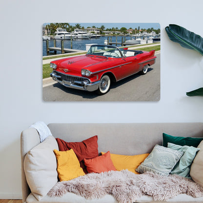 Rectangular Tin Sign Metal Sign Decor 1958 Cadillac Series 62 Convertible