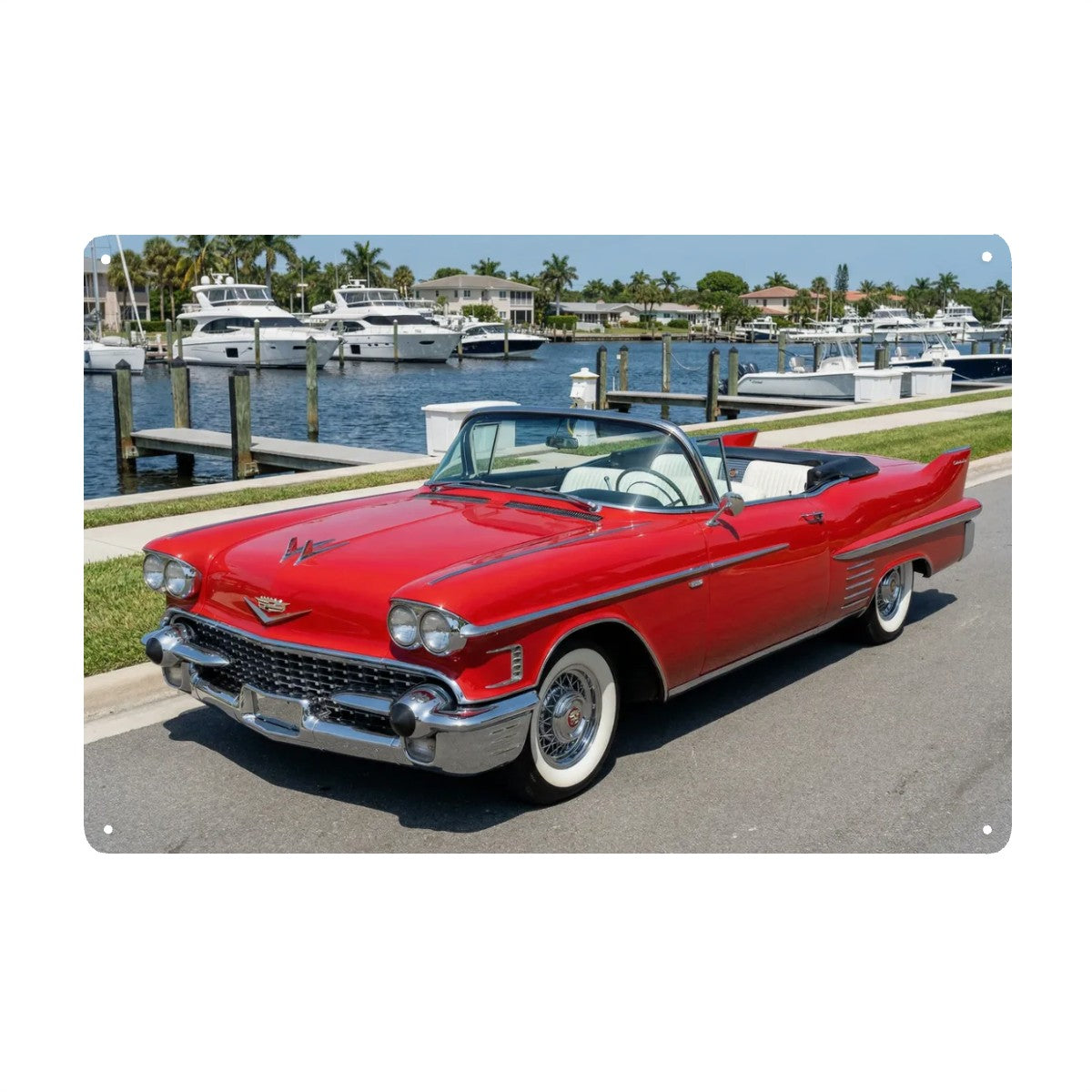 Rectangular Tin Sign Metal Sign Decor 1958 Cadillac Series 62 Convertible