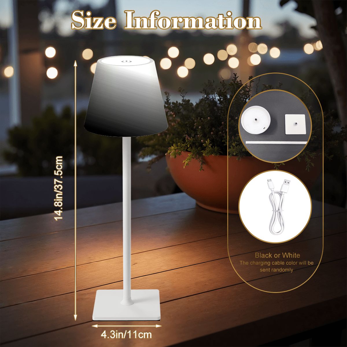 LED Cordless Table Lamp Blackwhite