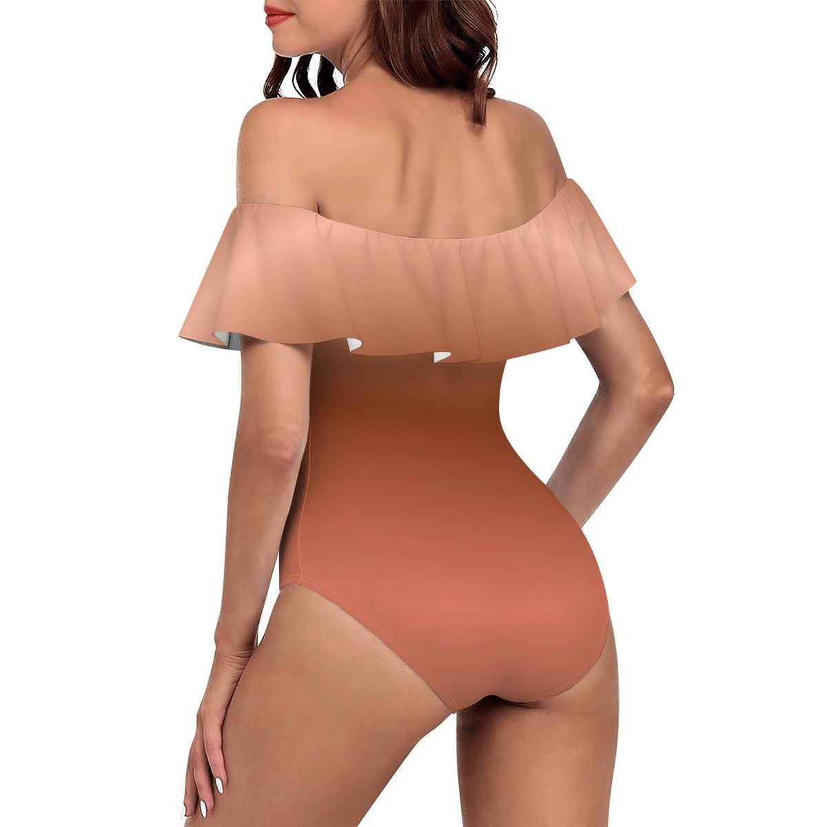 Off Shoulder Ruffle OnePiece Swimsuit