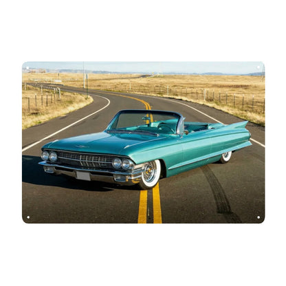 Rectangular Tin Sign Metal Sign Decor 1960 Cadillac Series 62 Convertible