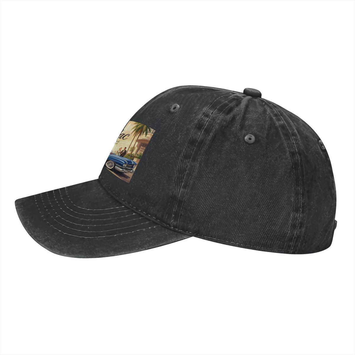 Unisex Washed Denim Baseball Cap Firefly1959 Cadillac De Ville, Blue
