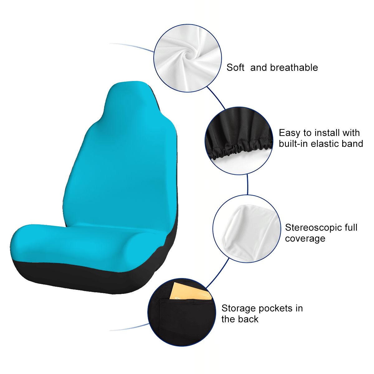 Car Seat Covers Aquablå