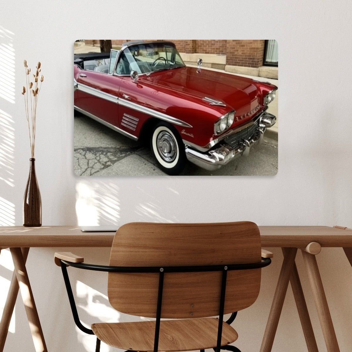Rectangular Tin Sign Metal Sign Decor 1958 Pontiac Bonneville Convertible