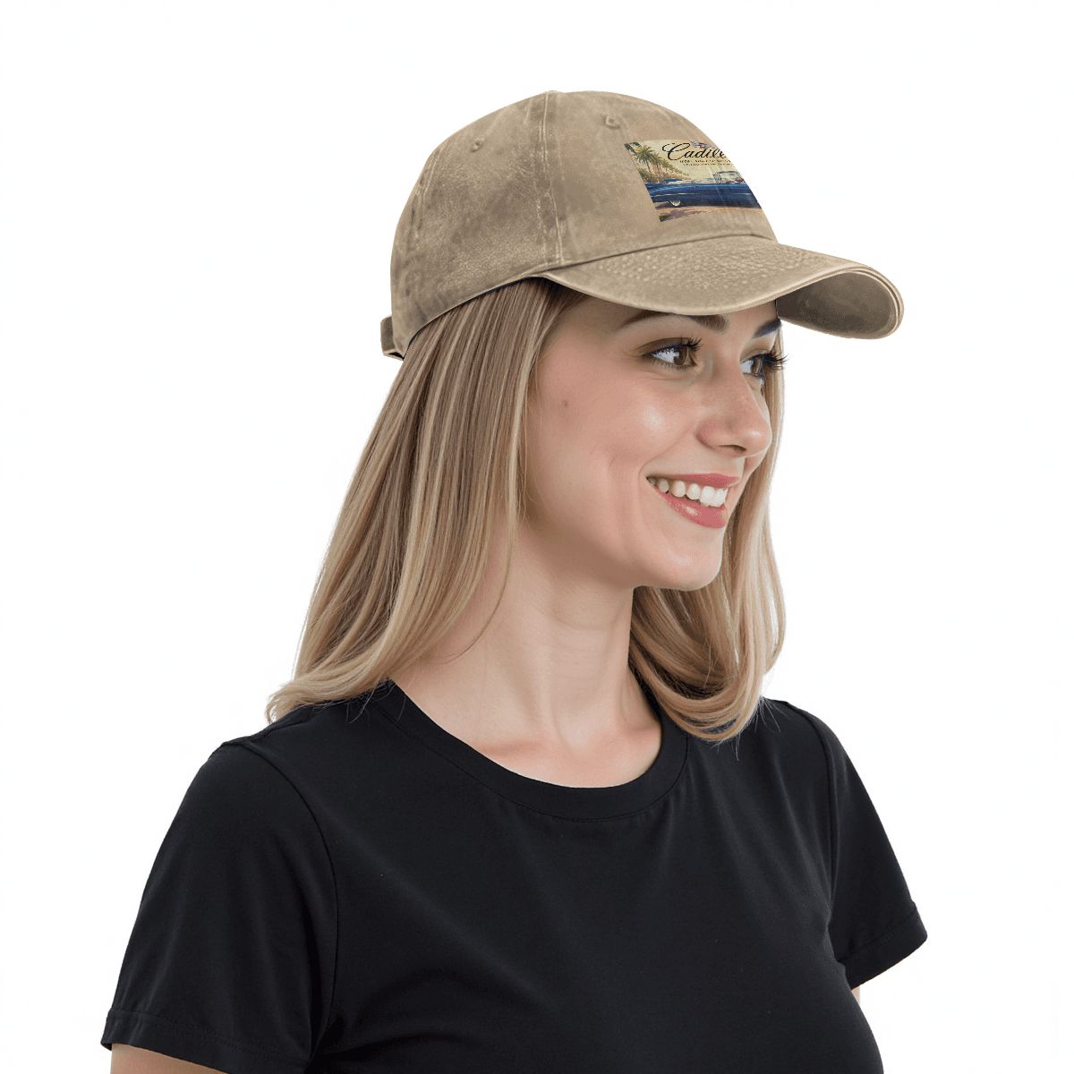 Unisex Washed Denim Baseball Cap Firefly1959 Cadillac De Ville, Blue
