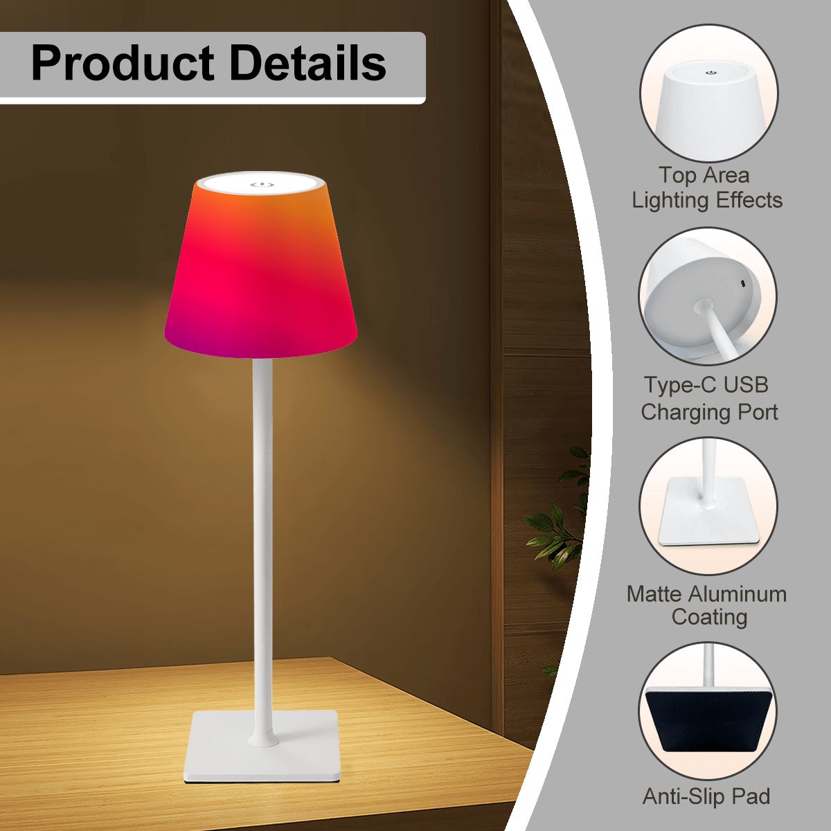 LED Cordless Table Lamp Technicolor