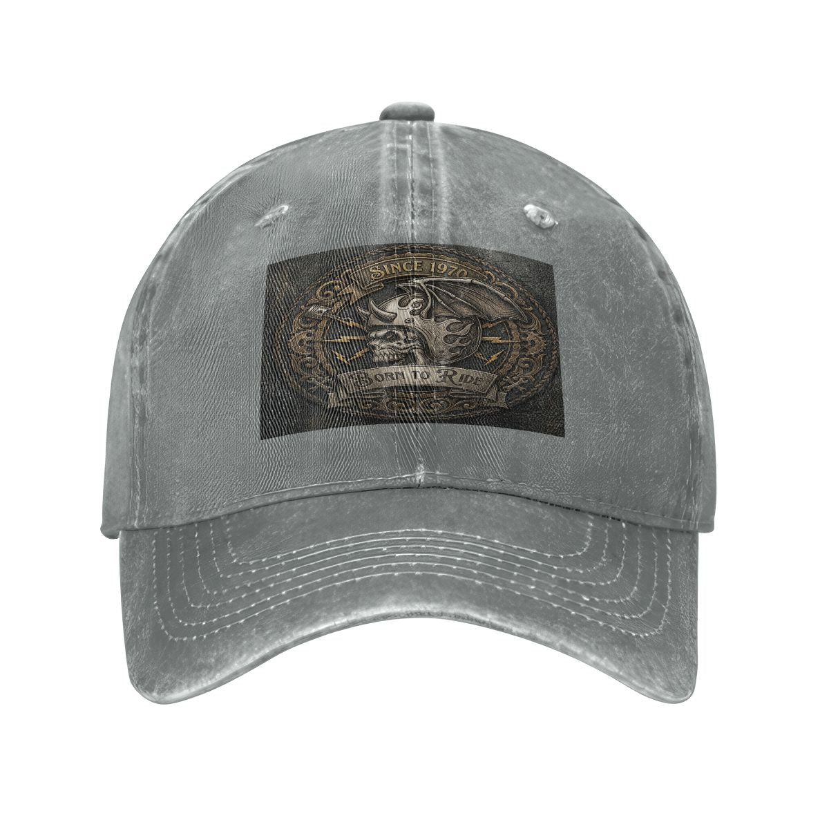 Unisex Washed Denim Baseball Cap BORN TO RIDE