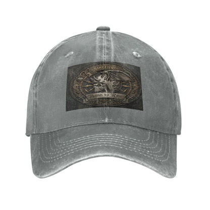 Unisex Washed Denim Baseball Cap BORN TO RIDE