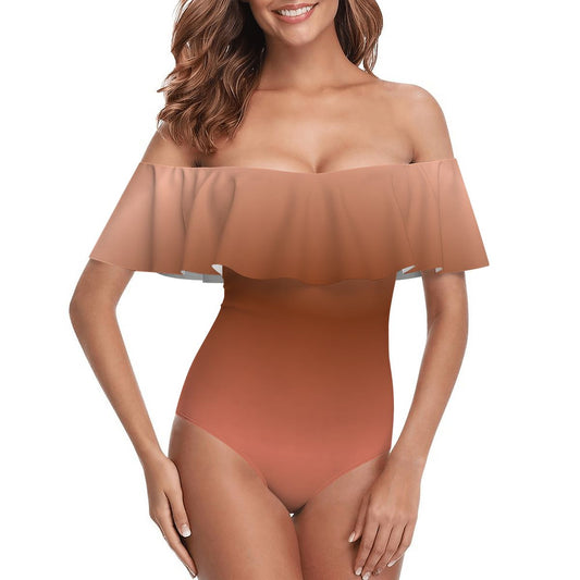 Off Shoulder Ruffle OnePiece Swimsuit