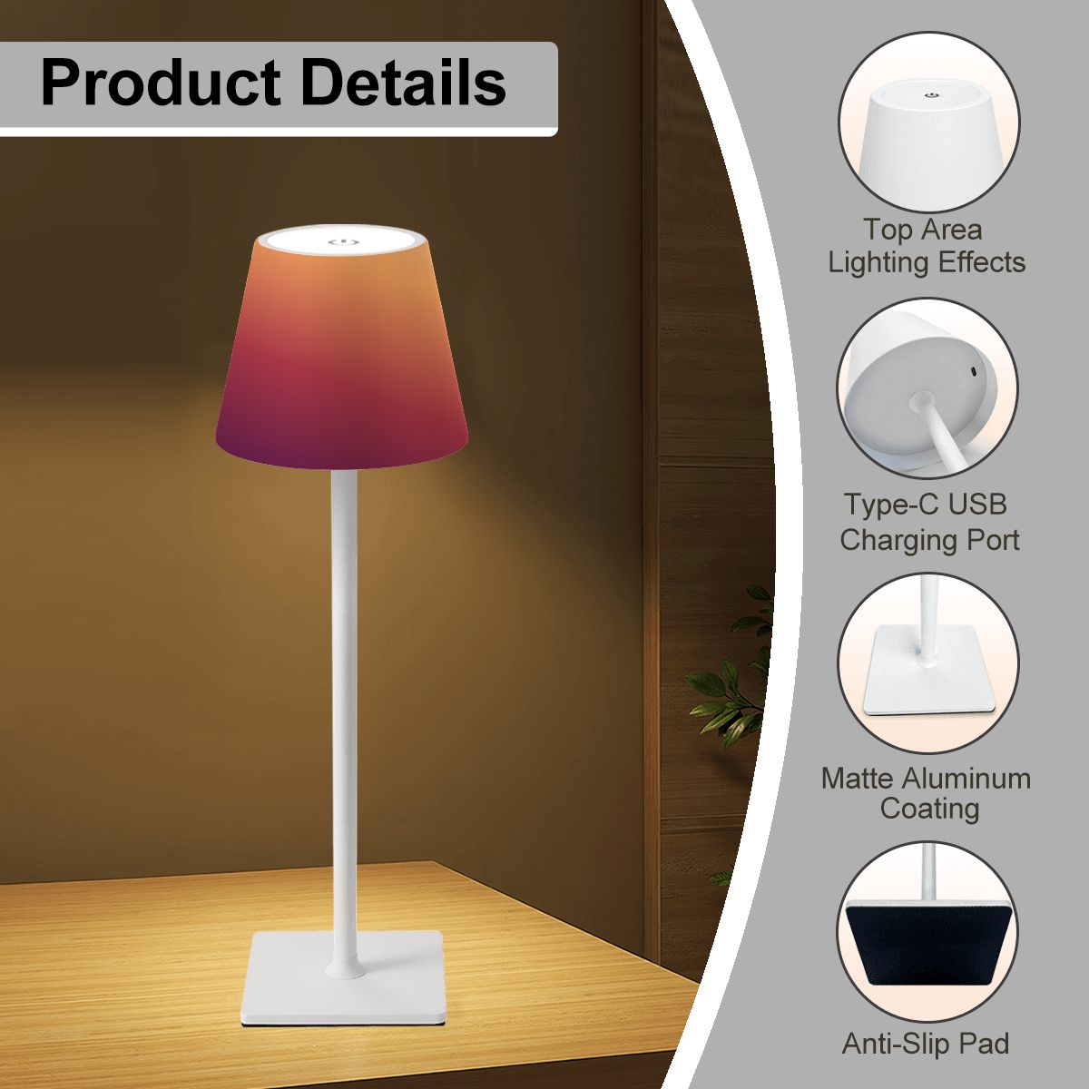 LED Cordless Table Lamp Gold