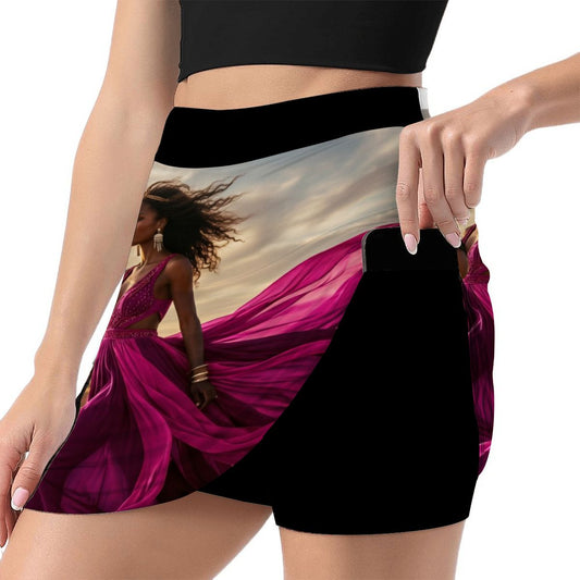 ALine Skort With Pocket Magenta Svart