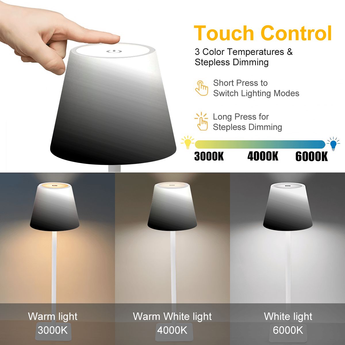 LED Cordless Table Lamp Blackwhite