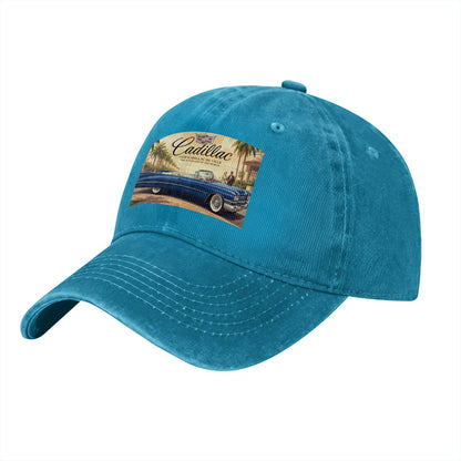 Unisex Washed Denim Baseball Cap Firefly1959 Cadillac De Ville, Blue