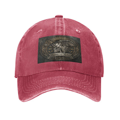 Unisex Washed Denim Baseball Cap BORN TO RIDE
