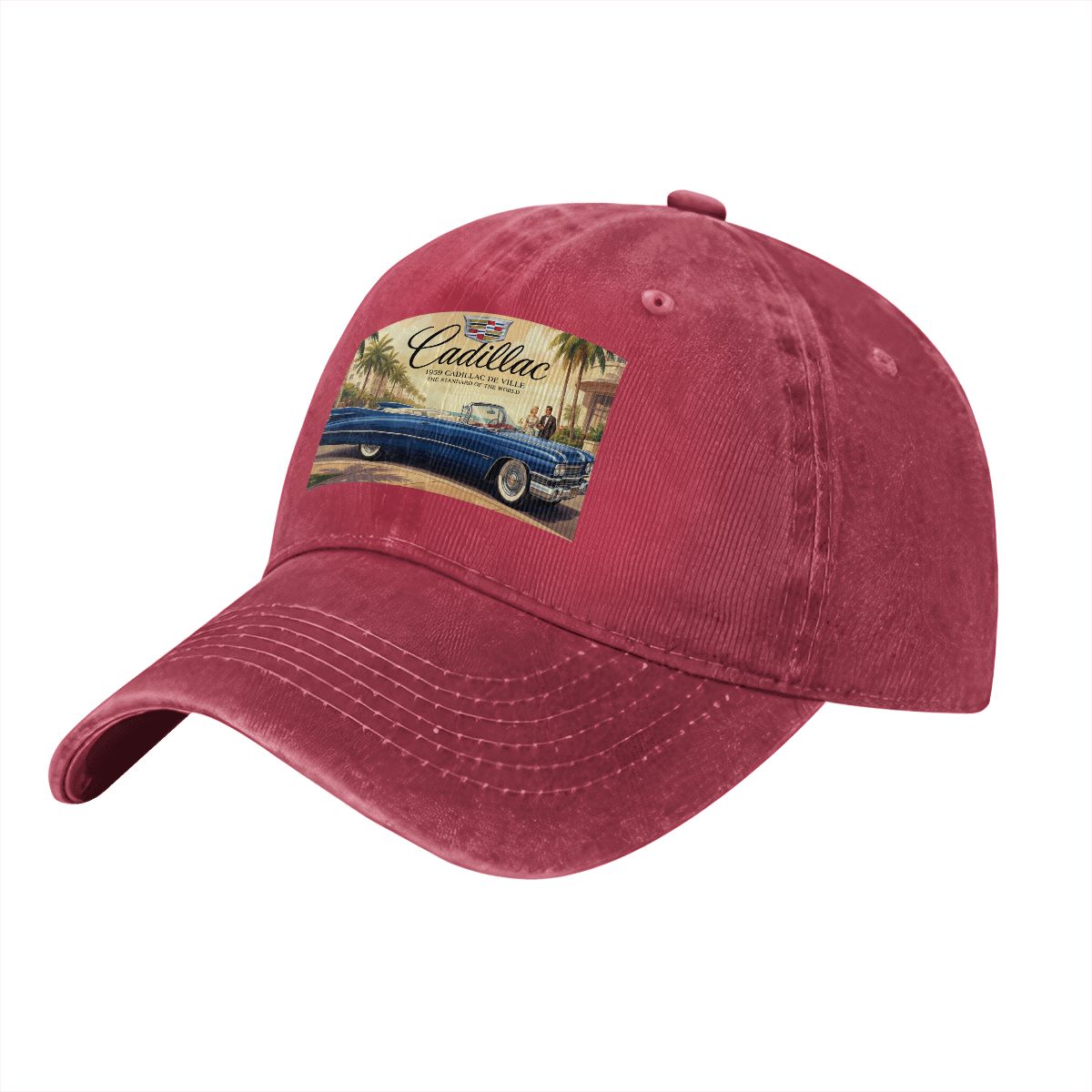 Unisex Washed Denim Baseball Cap Firefly1959 Cadillac De Ville, Blue
