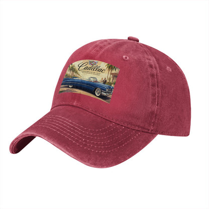 Unisex Washed Denim Baseball Cap Firefly1959 Cadillac De Ville, Blue