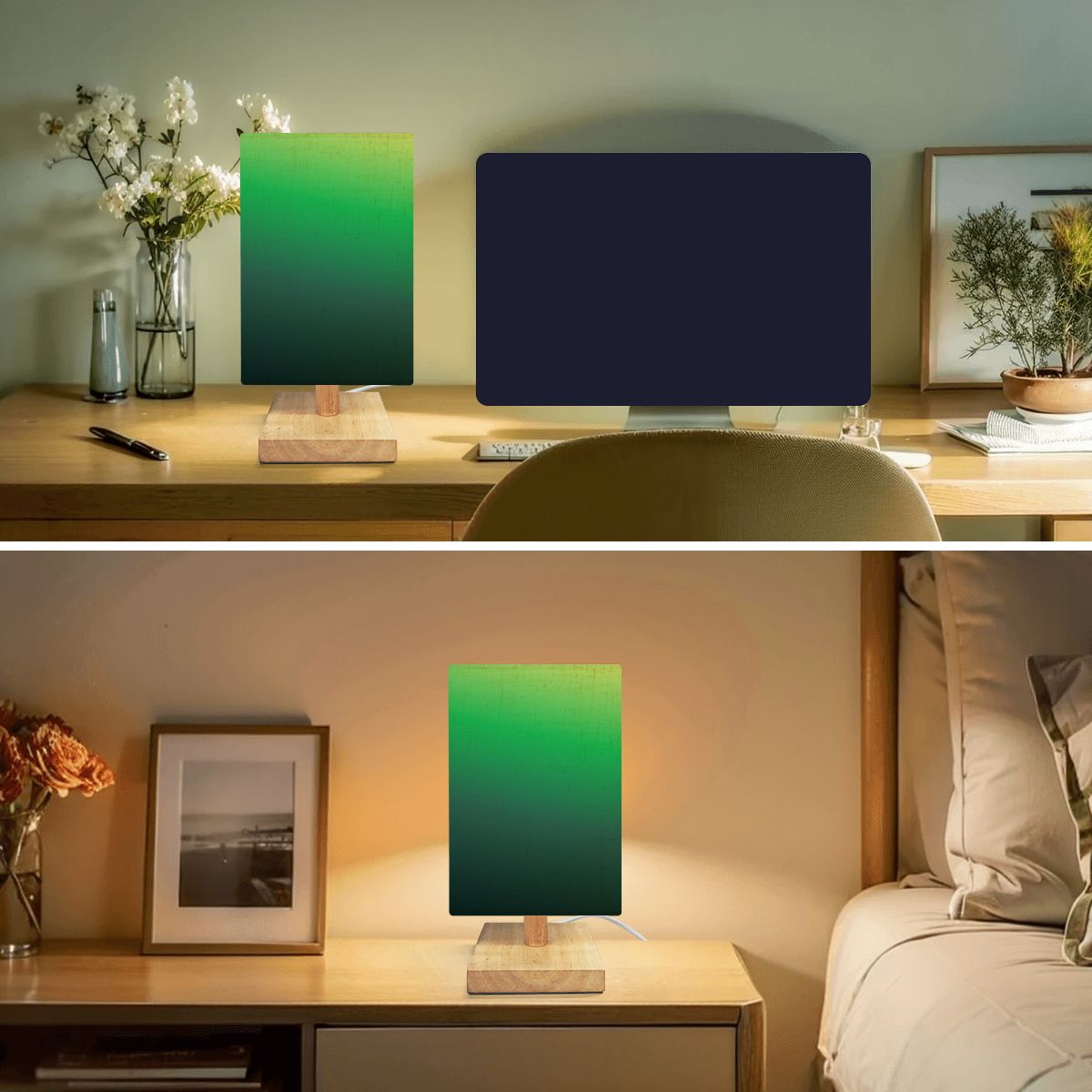 Square Table Lamp Bluegreen
