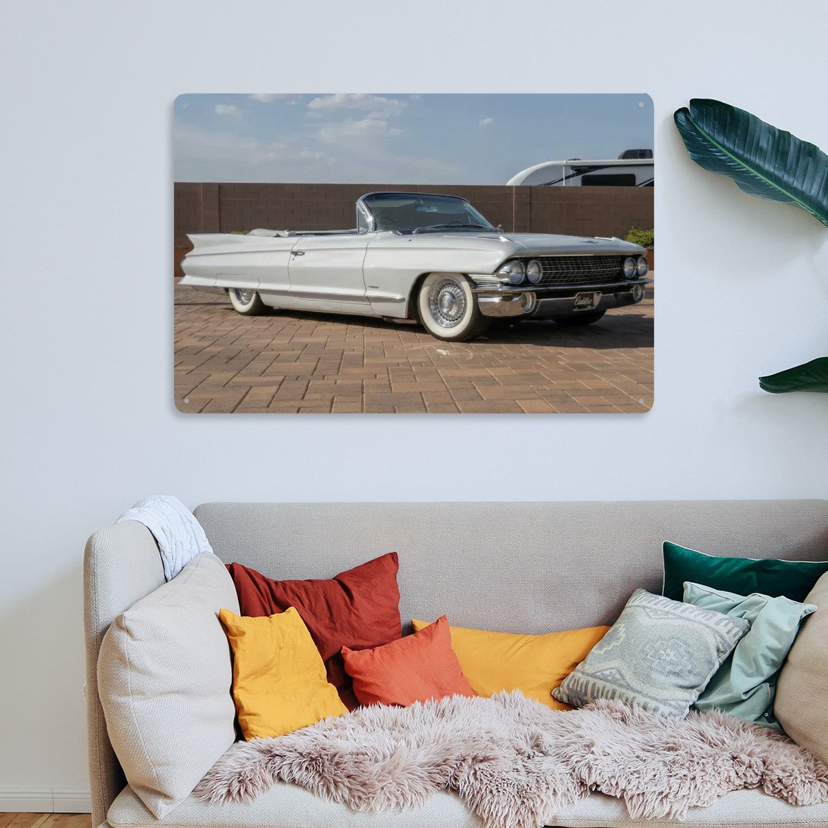 Rectangular Tin Sign Metal Sign Decor 1961 Cadillac Series 62 Convertible