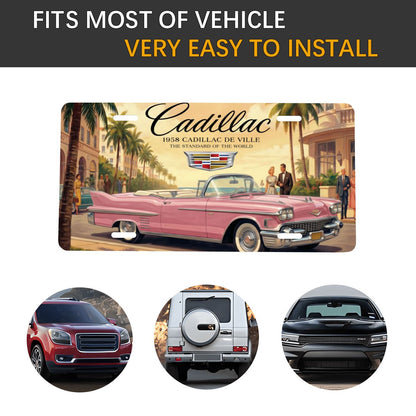 Aluminum License Plate 1958 Cadillac De Ville, Pink