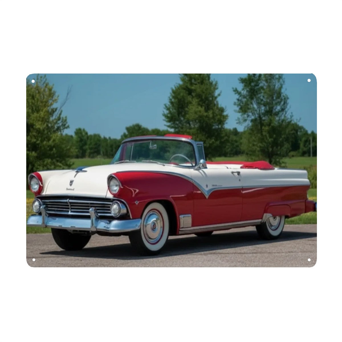 Rectangular Tin Sign Metal Sign Decor 1955 Ford Fairlane Convertible