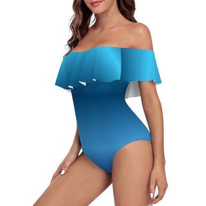 Off Shoulder Ruffle OnePiece Swimsuit