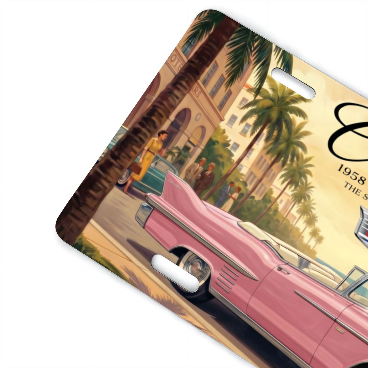 Aluminum License Plate 1958 Cadillac De Ville, Pink