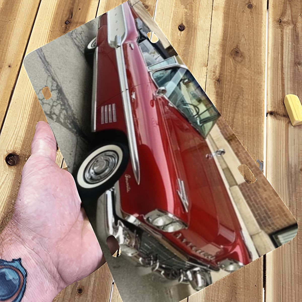 Aluminum License Plate 1958 Pontiac Bonneville Convertible