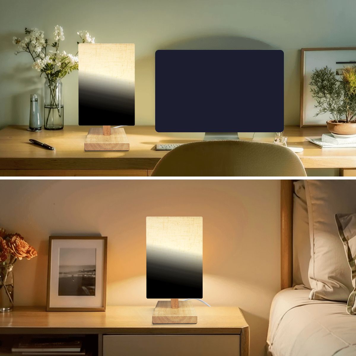 Square Table Lamp Blackwhite