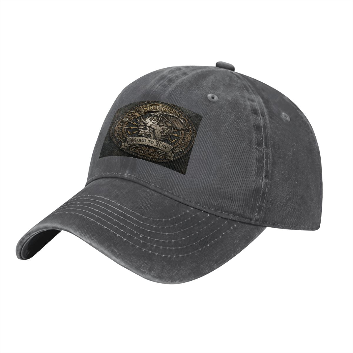 Unisex Washed Denim Baseball Cap BORN TO RIDE