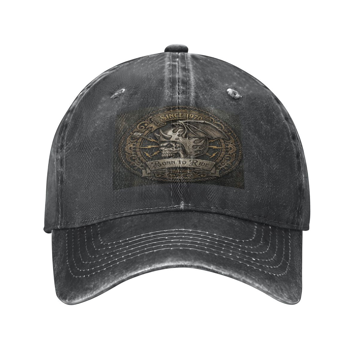 Unisex Washed Denim Baseball Cap BORN TO RIDE
