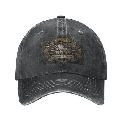 Unisex Washed Denim Baseball Cap BORN TO RIDE