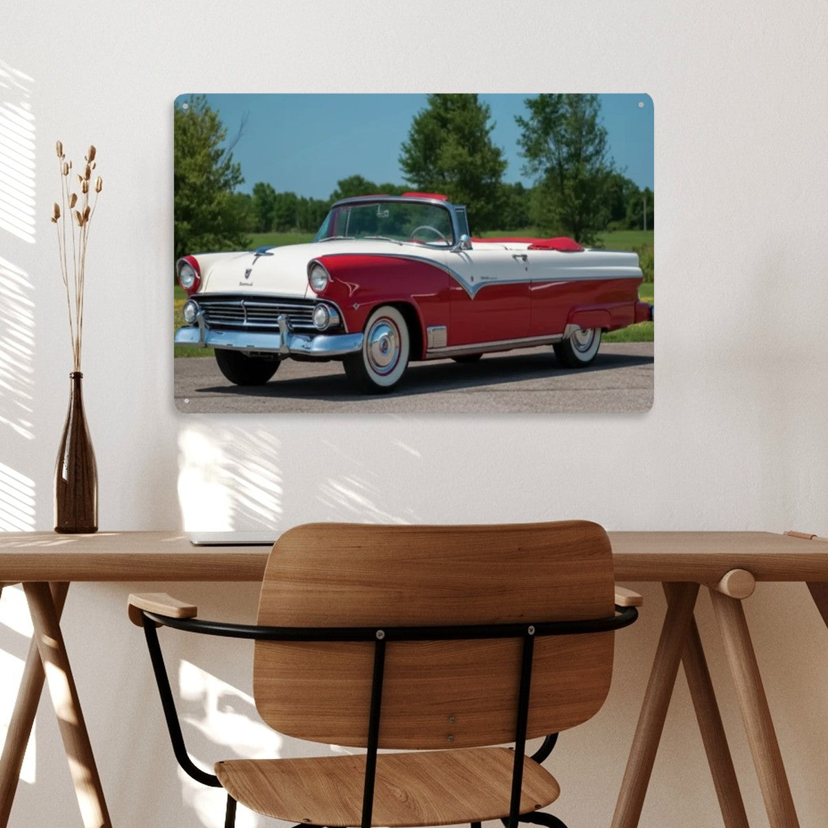 Rectangular Tin Sign Metal Sign Decor 1955 Ford Fairlane Convertible