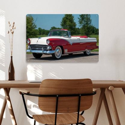 Rectangular Tin Sign Metal Sign Decor 1955 Ford Fairlane Convertible