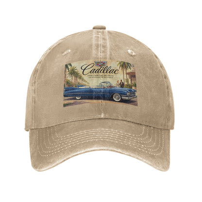 Unisex Washed Denim Baseball Cap Firefly1959 Cadillac De Ville, Blue